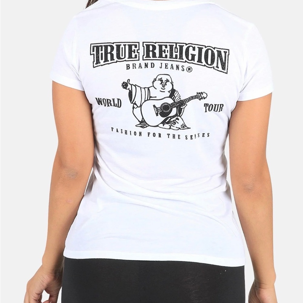 True Religion White Graphic Short Sleeve Tee